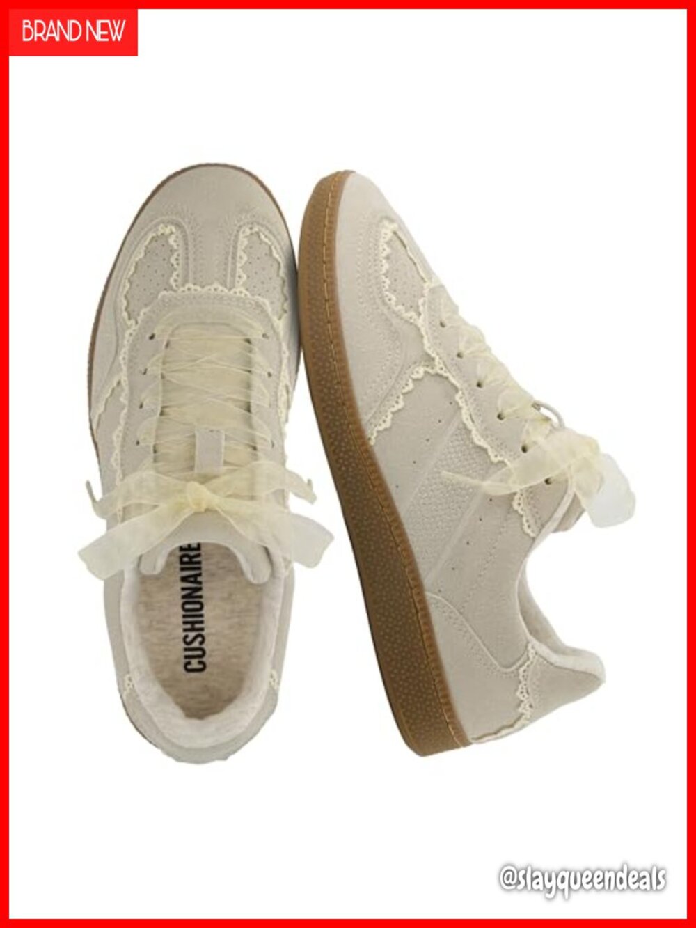 Lace Detail Casual Sneakers Ribbon Lace-Up Memory Foam
